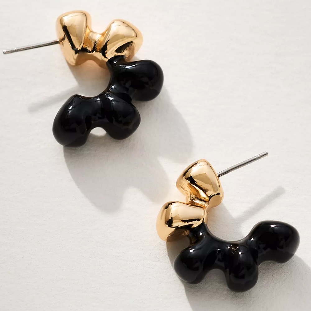 NWT Anthropologie Enamel-Dipped Metal Hoop Earrings